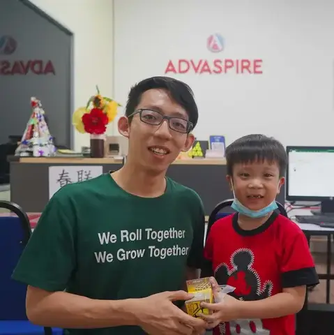 Boy happy with his advaspire gift