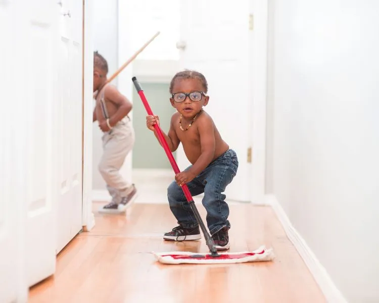 Child mopping